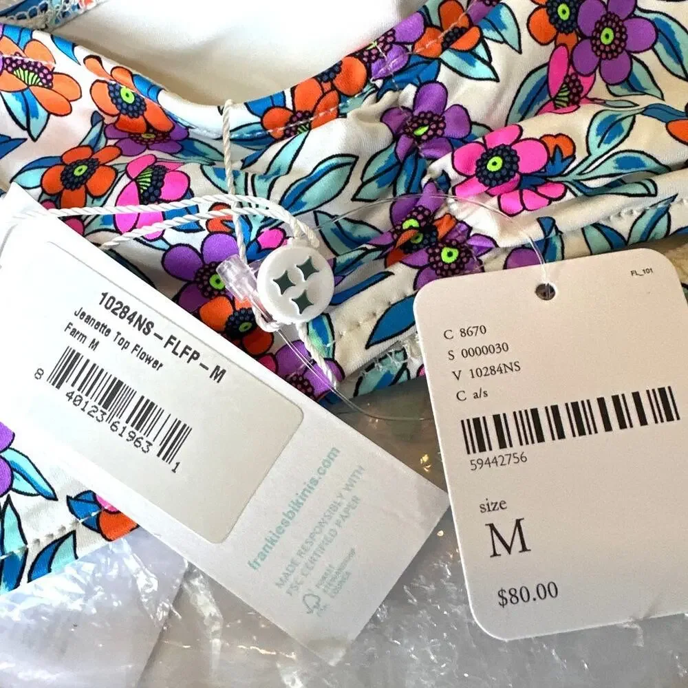 FRANKIES Bikini Jeanette Bandeau Strapless Bikini Top, Size Medium